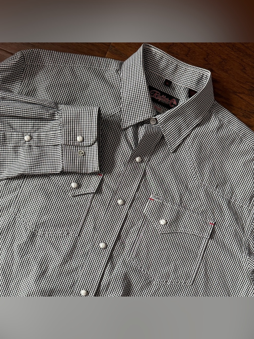 Rafter C Easy Wear 45 Mens Shirt XL Pearl Snap L/S Western Cowboy Black/White